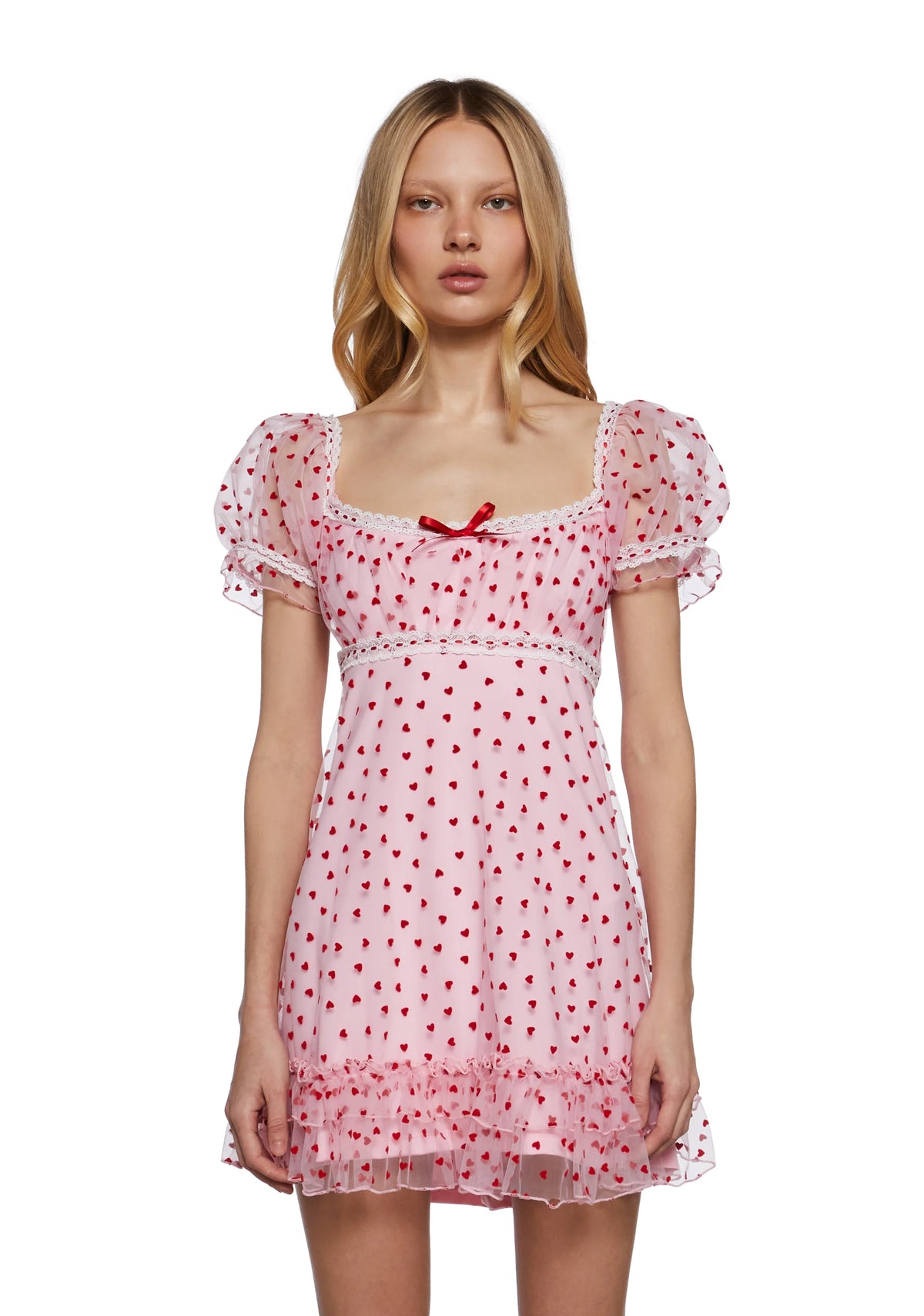 Romantic Words Babydoll Dress - Pink