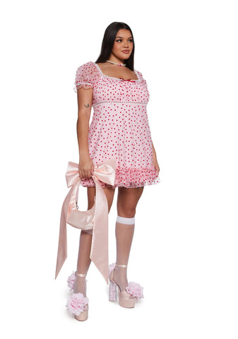 Romantic Words Babydoll Dress - Pink