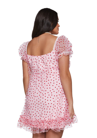 Romantic Words Babydoll Dress - Pink