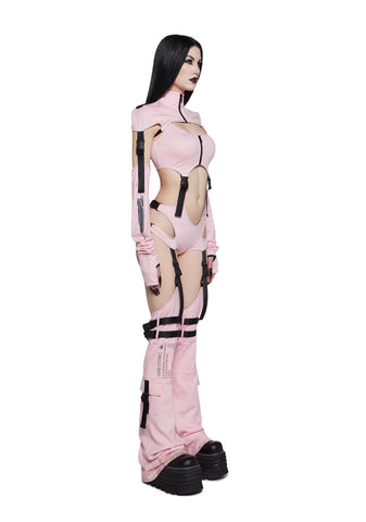 Digital Lands Bodysuit And Leg Warmers Set - Pink