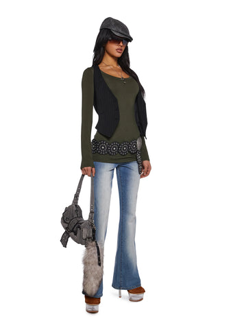 Casual Meetups Long Sleeve Top - Olive