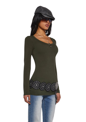 Casual Meetups Long Sleeve Top - Olive