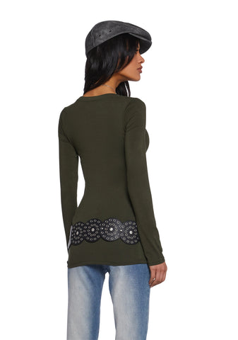 Casual Meetups Long Sleeve Top - Olive