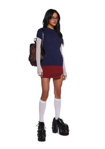 Perfectly Preppy Short Sleeve Top - Blue