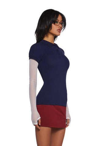 Perfectly Preppy Short Sleeve Top - Blue