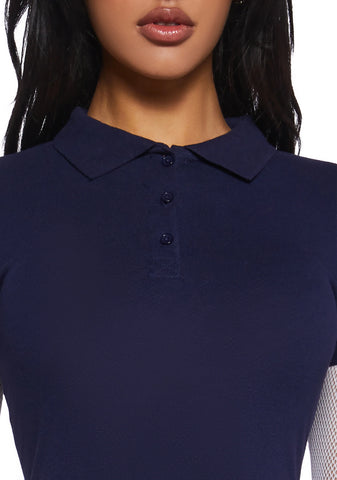 Perfectly Preppy Short Sleeve Top - Blue