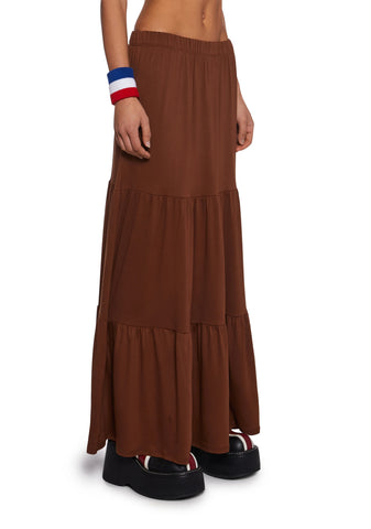 Y2K Beats Maxi Skirt - Brown