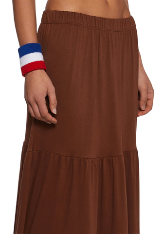 Y2K Beats Maxi Skirt - Brown