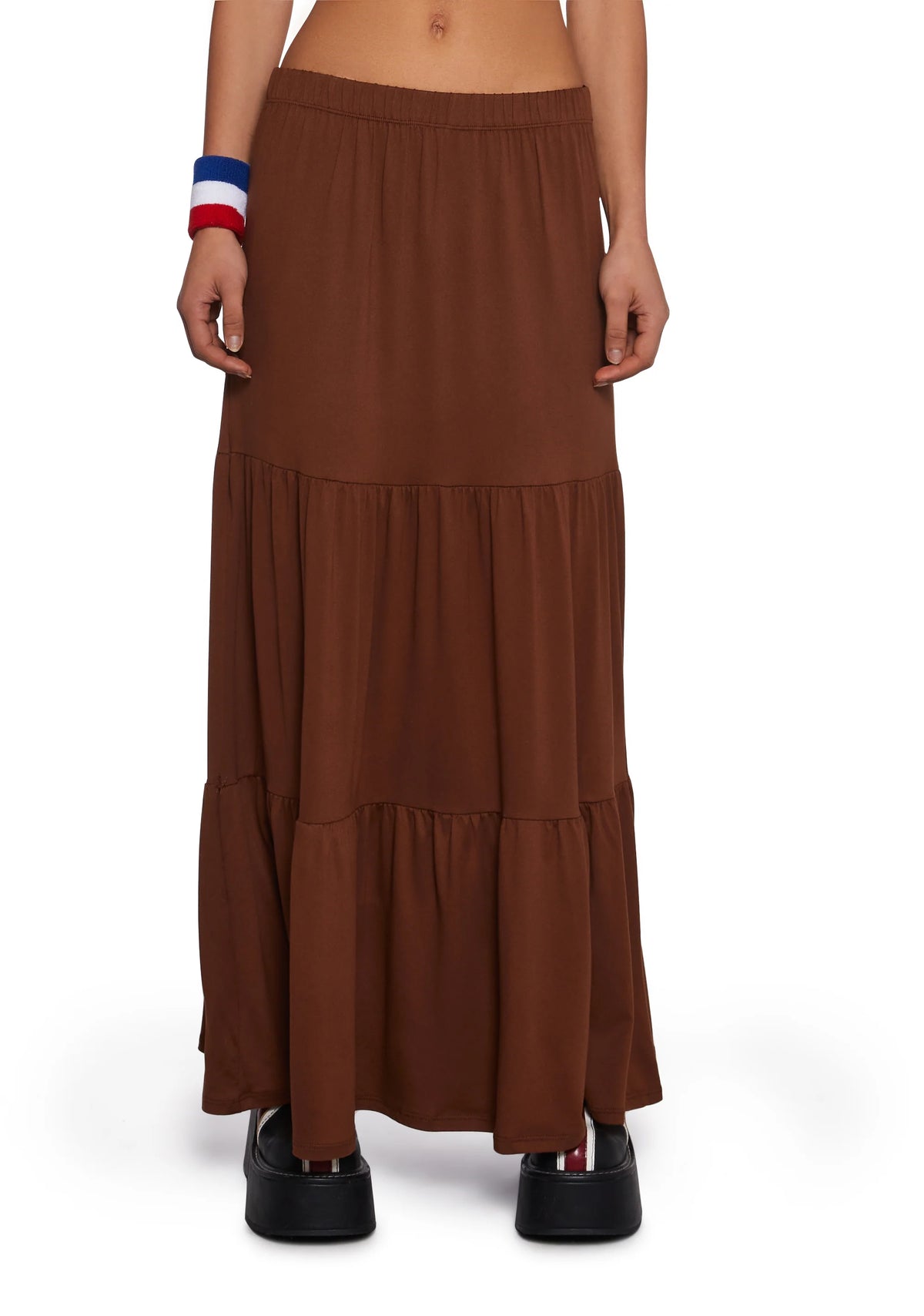 Y2K Beats Maxi Skirt - Brown