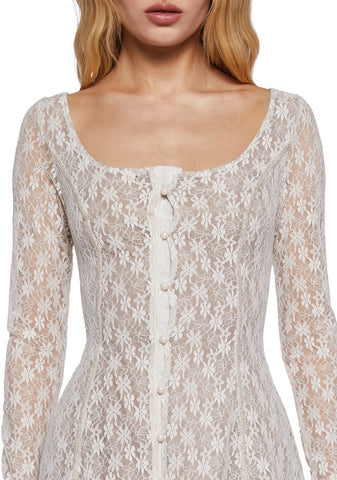 Botanic Bliss Mini Dress - Off White