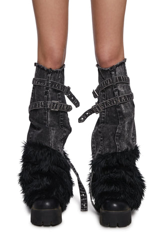 Chord Denim And Faux Fur Boot Covers