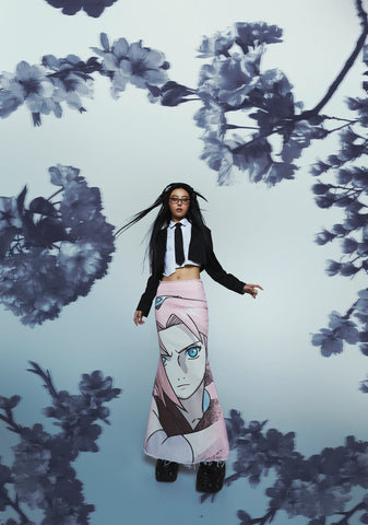 Sakura Denim Maxi Skirt