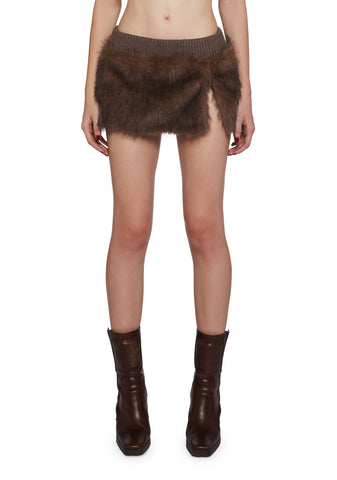 Chamber Faux Fur Mini Skirt - Dark Brown