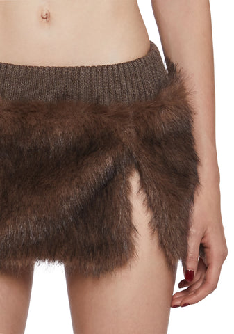 Chamber Faux Fur Mini Skirt - Dark Brown