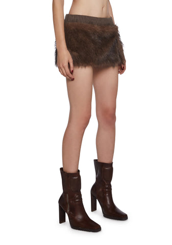 Chamber Faux Fur Mini Skirt - Dark Brown