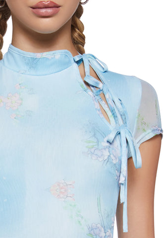 Up Too Late Mini Dress - Blue