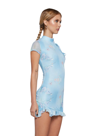 Up Too Late Mini Dress - Blue