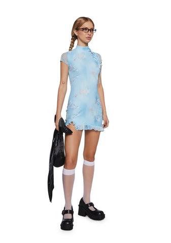 Up Too Late Mini Dress - Blue
