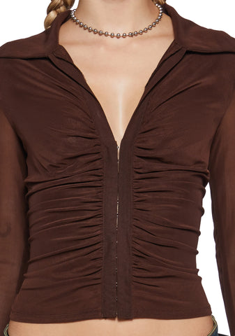 Runaway Riot Long Sleeve Top - Brown