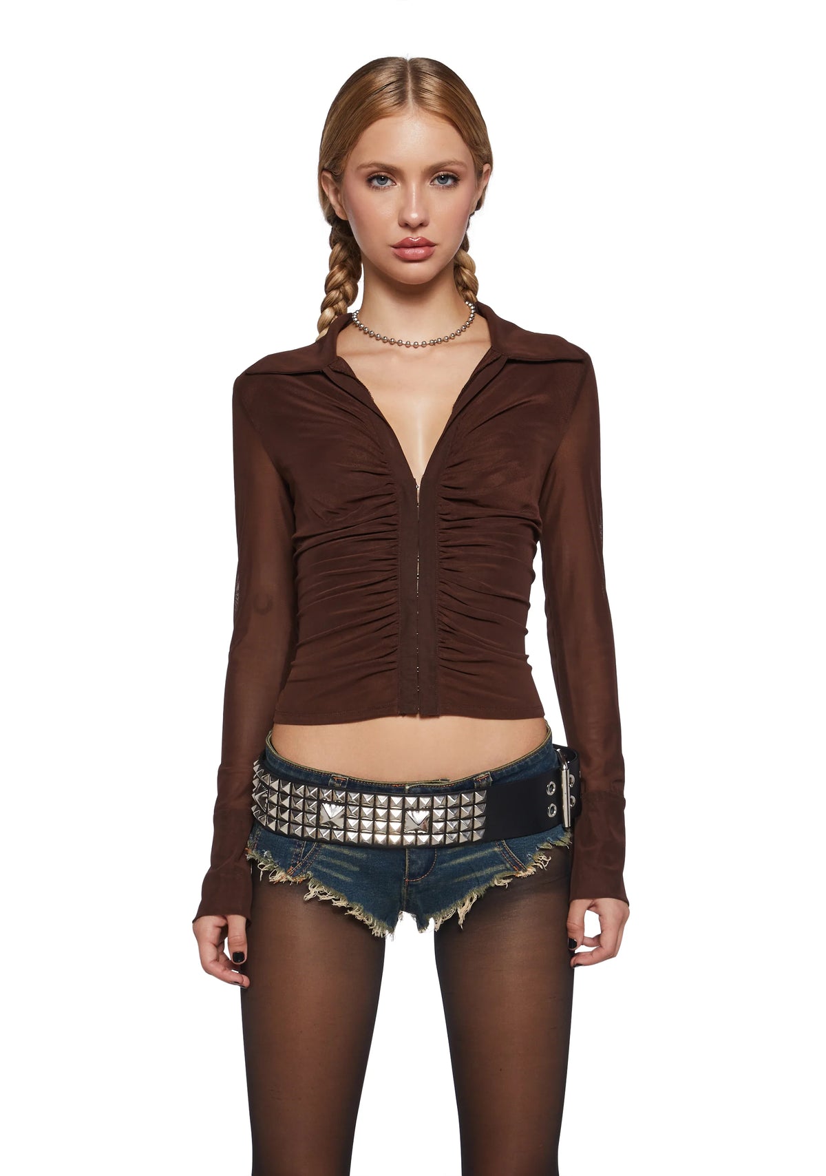 Runaway Riot Long Sleeve Top - Brown