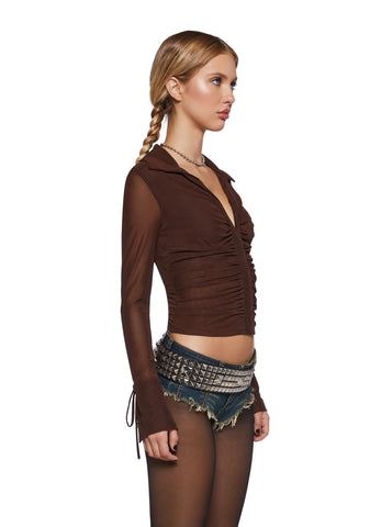 Runaway Riot Long Sleeve Top - Brown