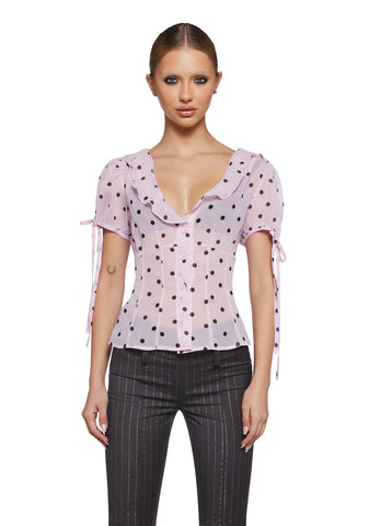 Check Me Out Sheer Blouse - Polka Dot