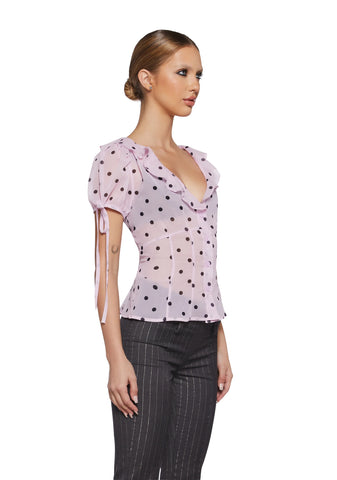 Check Me Out Sheer Blouse - Polka Dot