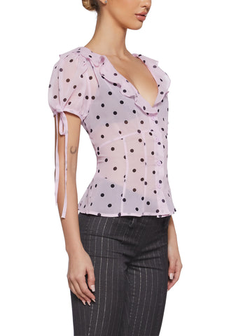 Check Me Out Sheer Blouse - Polka Dot