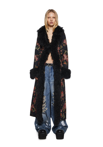 Wild Rose Faux Fur Duster Coat