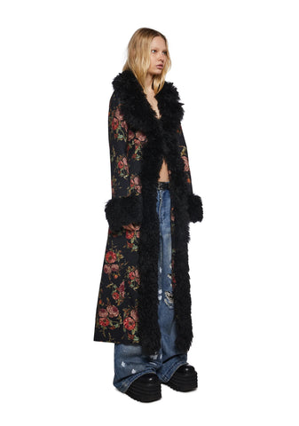 Wild Rose Faux Fur Duster Coat