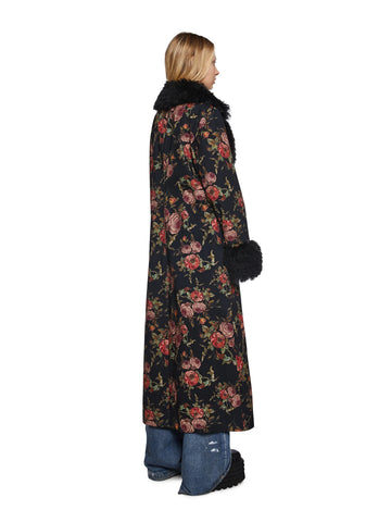 Wild Rose Faux Fur Duster Coat