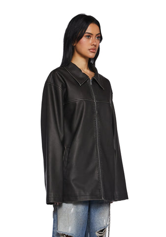 Record Breaker Vegan Leather Jacket