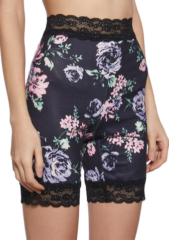 Rumor Romance Biker Shorts -  Black Floral
