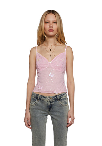 Butterfly Away Sequin Top