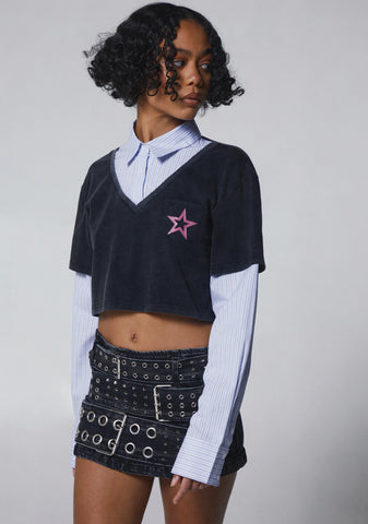 Azure Graphic Long Sleeve Top