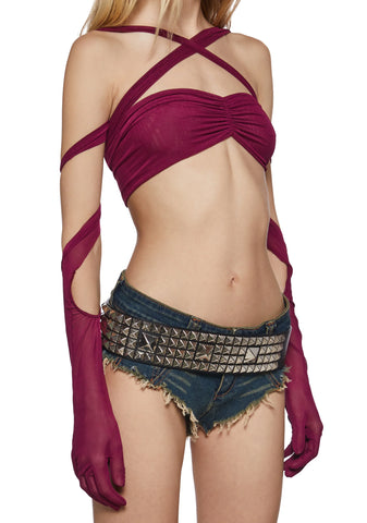 Celestial Haze Wrap Top - Red