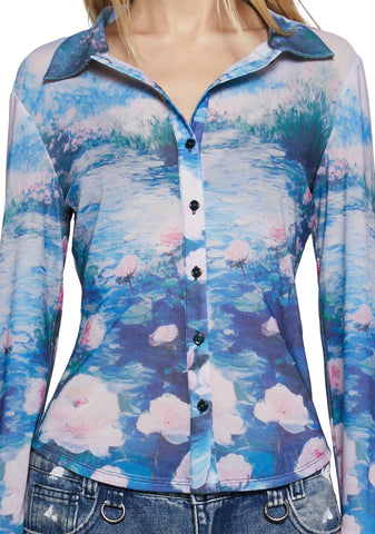 Watercolor Dreams Button Up Top
