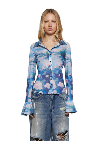 Watercolor Dreams Button Up Top