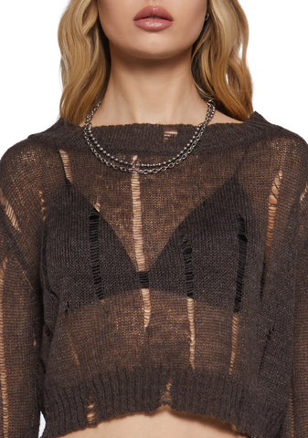 Chord Distressed Knit Sweater