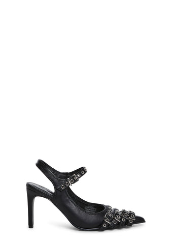 Fame Lane Pointed Toe Heels - Black