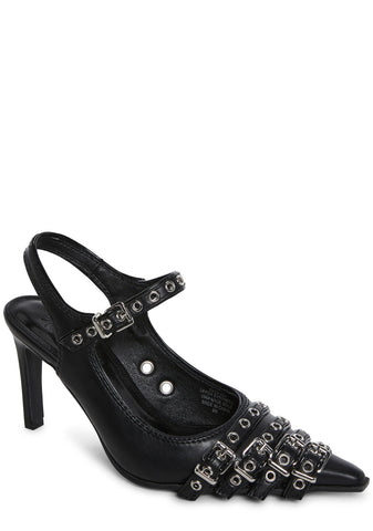 Fame Lane Pointed Toe Heels - Black