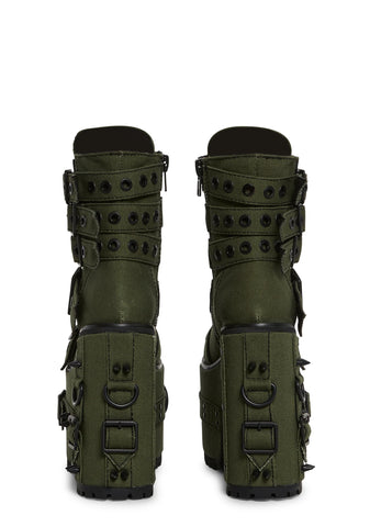 Hardcore Life Buckle Boots - Green