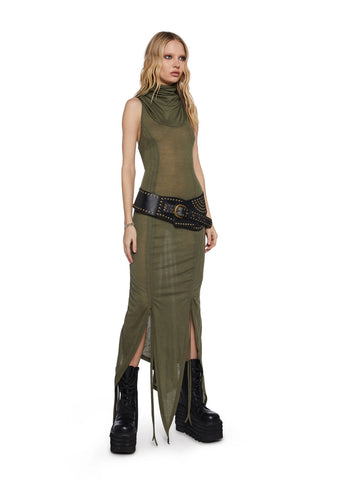 Tempo Ruched Harness Dress - Green