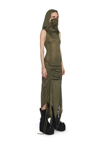 Tempo Ruched Harness Dress - Green