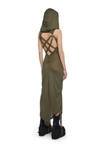 Tempo Ruched Harness Dress - Green