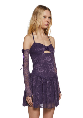 Chic Glamour Lace Dress And Gloves Set