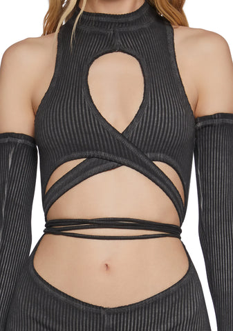 Chord Romper With Gloves