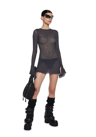 Analog Love Open Back Dress - Gray