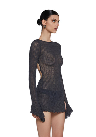 Analog Love Open Back Dress - Gray