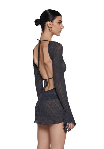 Analog Love Open Back Dress - Gray